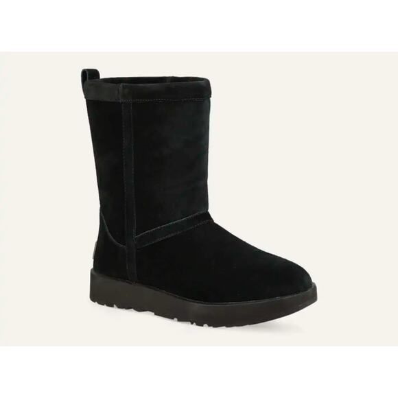 UGG Women's Classic Short Weather Boot Black Women's 10 - Picture 1 of 14